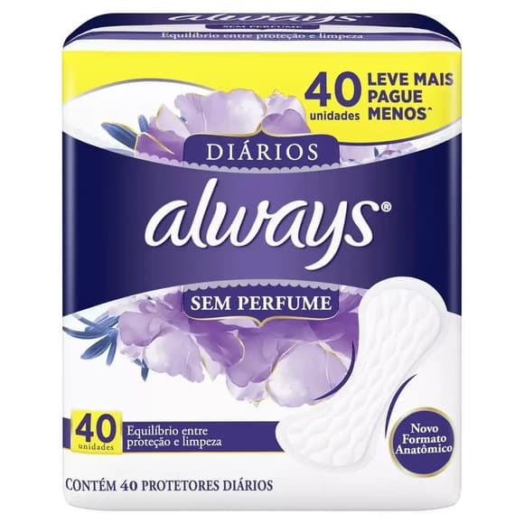 ABS ALWAYS PROT DIAR C/40 S/ PERFUME