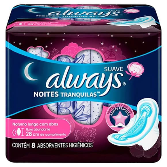 ABS ALWAYS NOTURNO PINK C/A SUAVE 8 UN