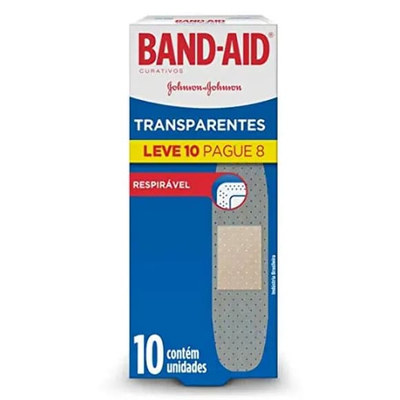 CURATIVO BAND-AID TRANSPARENTE LV10PG8
