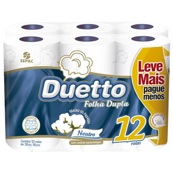 PAPEL HIG DUETO FD NEUTRO 12ROLOS C/30M