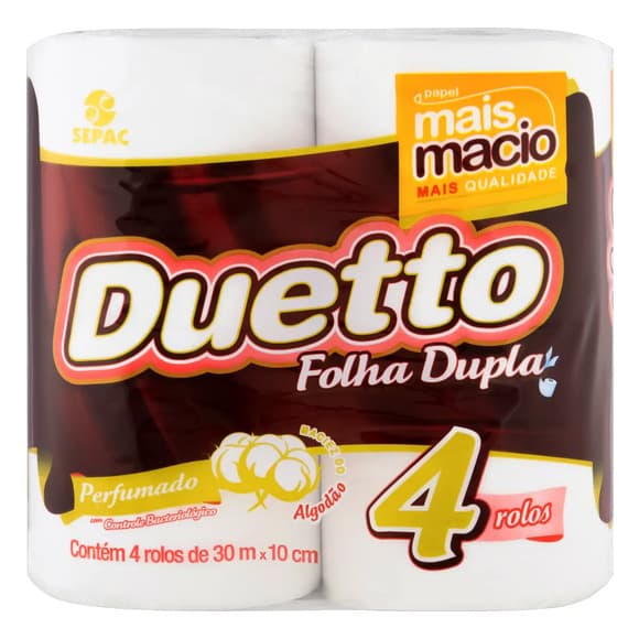 PAPEL HIG FD DUETTO PERF C/4 ROLOS 30M