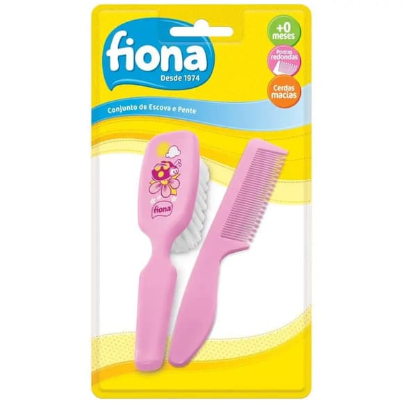 CONJ ESCOVA + PENTE FIONA  ROSA