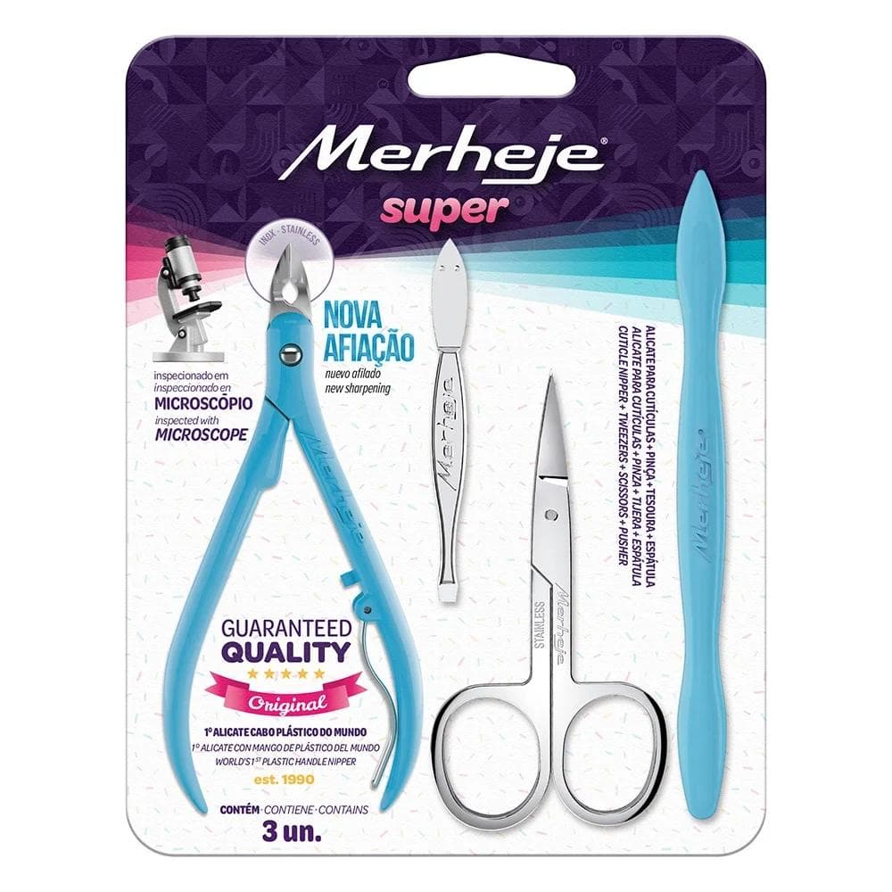 KIT MERHEJE BASIC MANICURE  AZUL C/4PC