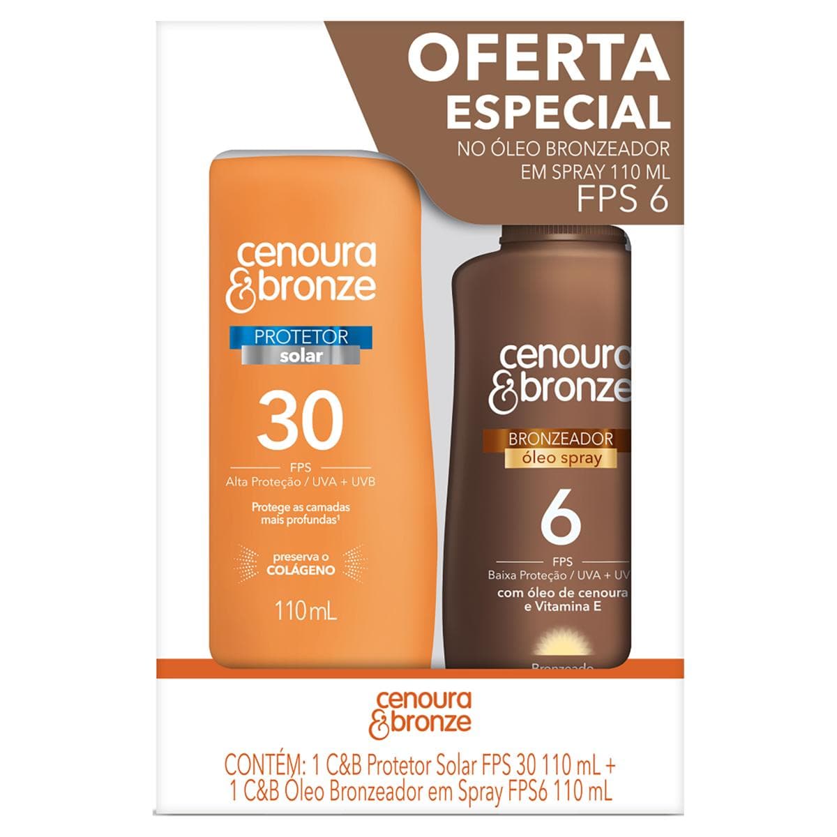 KIT CENOURA E BRONZE FPS30+OLEO FPS6 110M