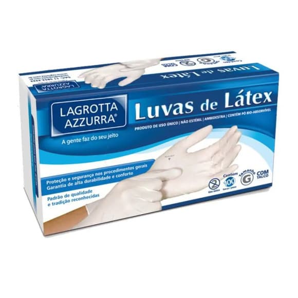 LUVA LATEX LAGROTTA AZZURRA (M) C/TALCO