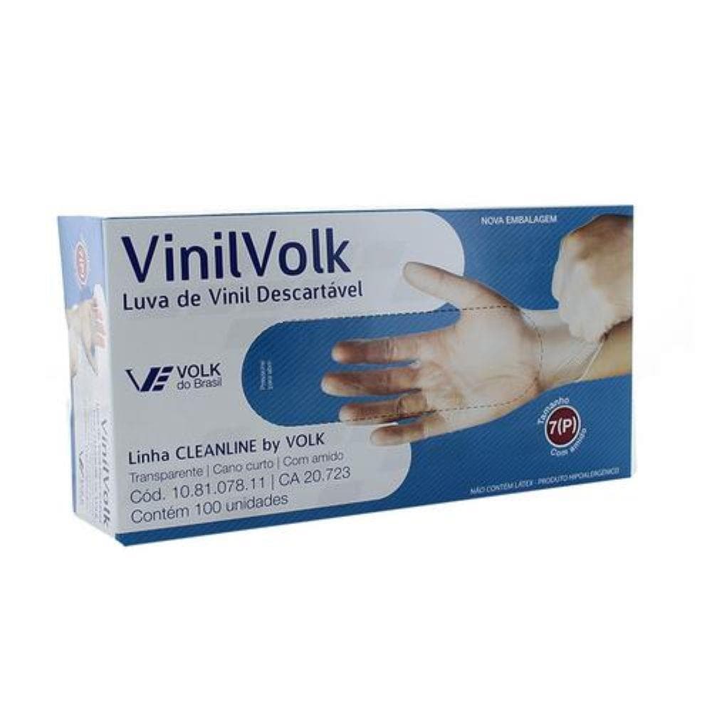 LUVA VOLK VINIL  (P) DESC C/AMIDO C/100