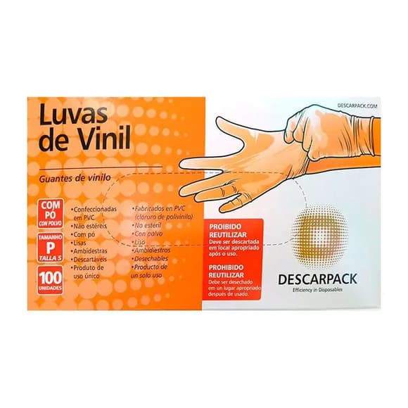LUVA DESCARPACK VINIL 50 PARES P