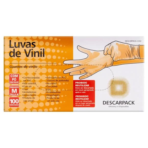 LUVA DESCARPACK VINIL 50 PARES M
