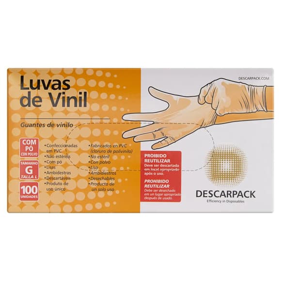 LUVA DESCARPACK VINIL 50 PARES G