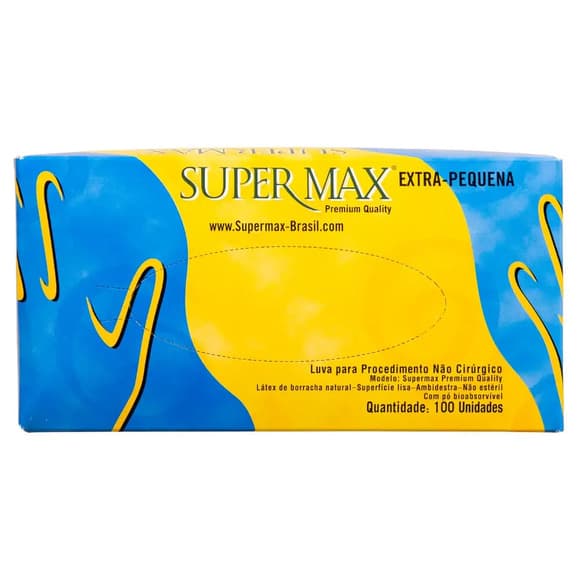 LUVA PROCED SUPERMAX EXTRA PEQUENA 100UND