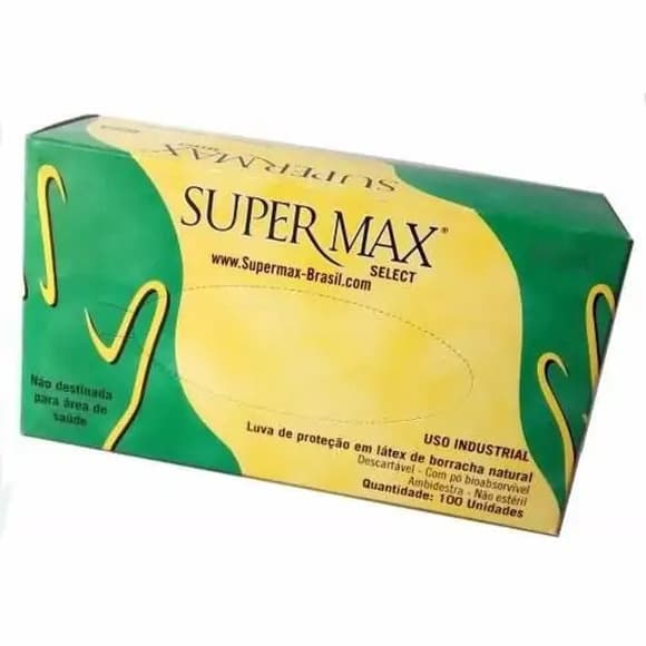 LUVA SUPERMAX  M C/100 UNID
