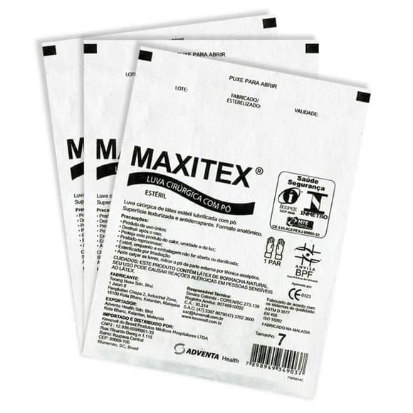 LUVA CIRURGICA LATEX MAXITEX C PO - 6,5