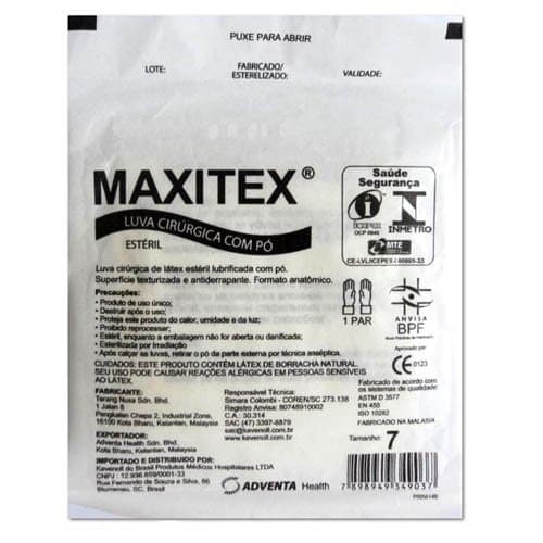 LUVA CIRURGICA LATEX MAXITEX C PO - 7,0