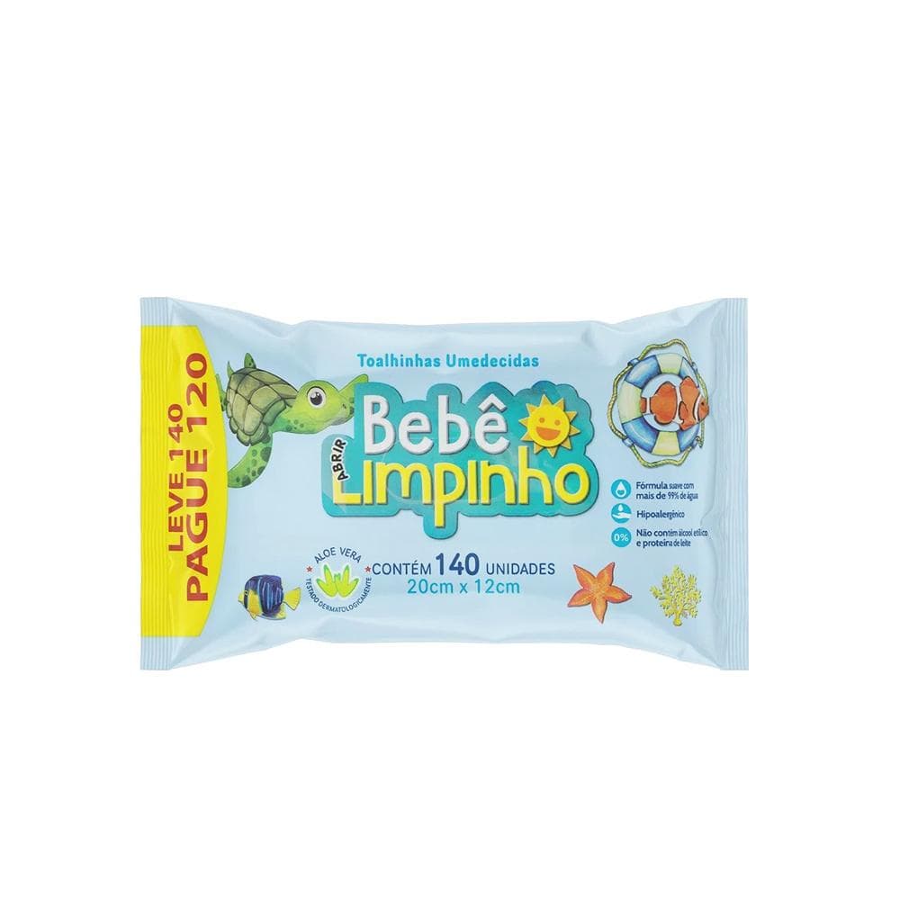 TOALHA UMED BEBE LIMPIMHO  C/140 UNID