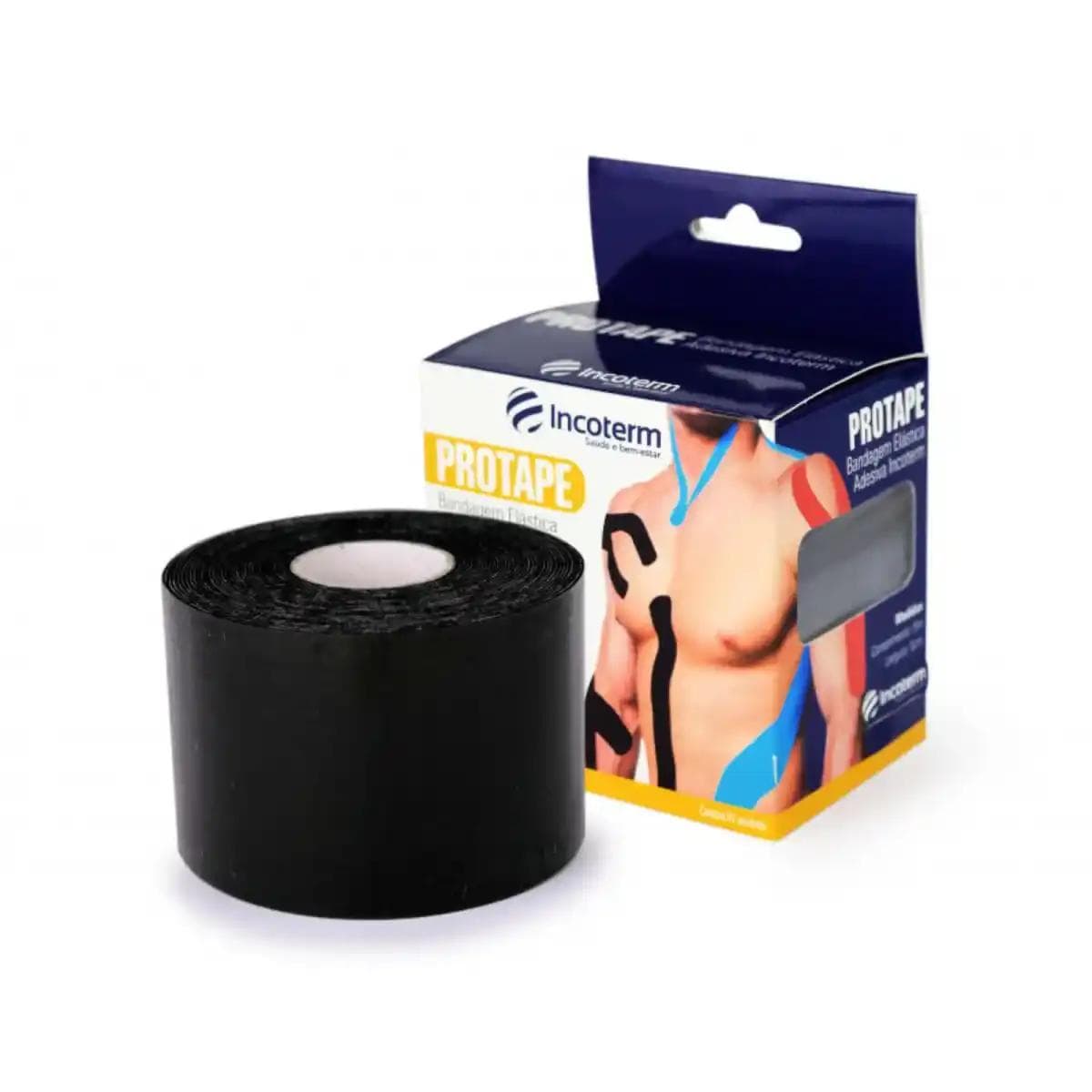 BANDAGEM ELAS ADESIV PROTAPE PRETA 5MX5CM