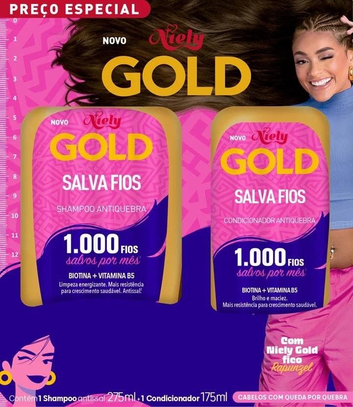 KIT NIELY GOLD SH+COND SALVA FIOS 1.000FIOS